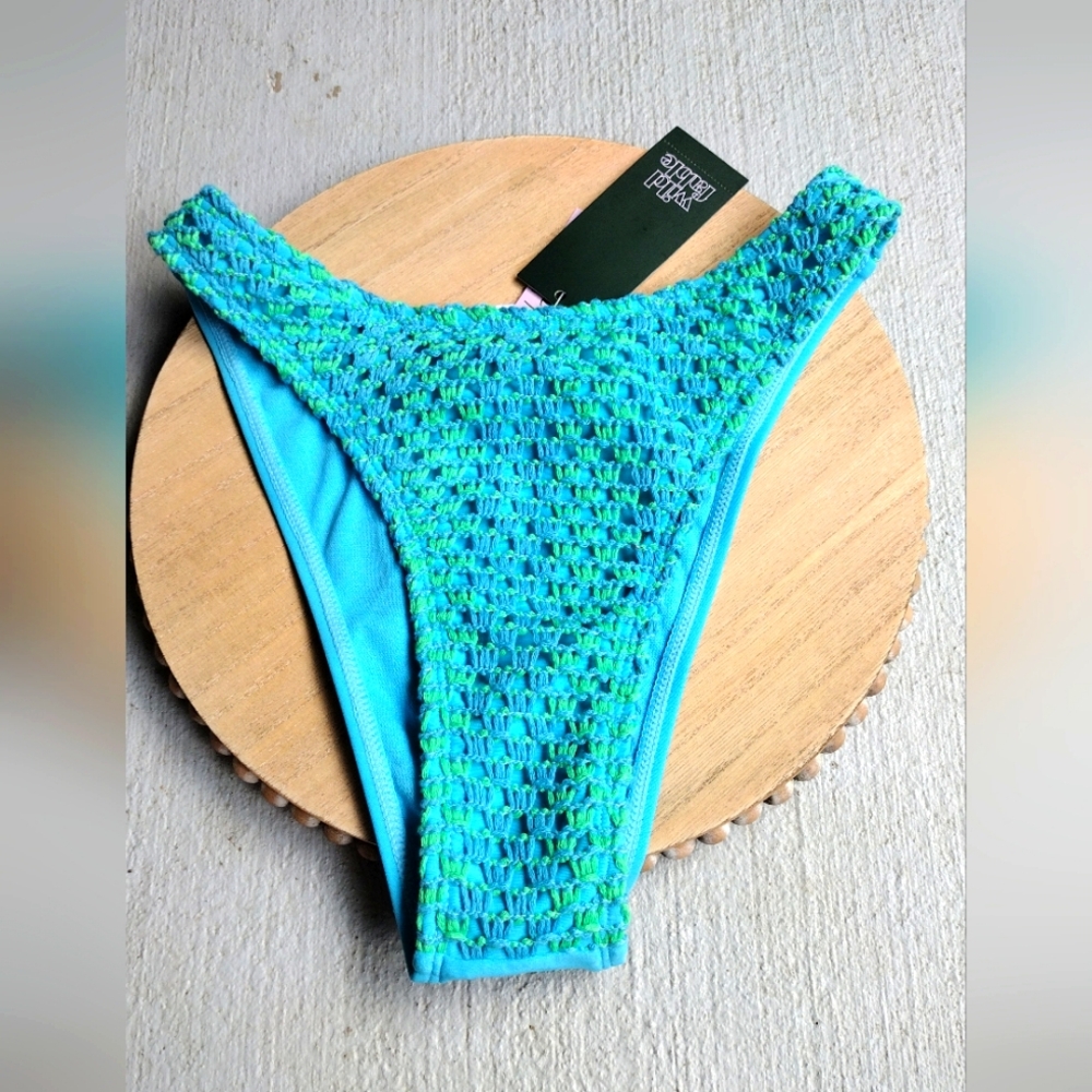 Wild Fable Bikini Bottoms  Blue green crochet front size XS and S
